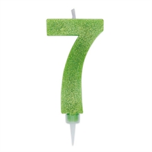 CANDELINA NUMERO 7 MAX DI CERA SWEETY VERDE MELA GLITTER 15CM