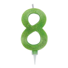 CANDELINA NUMERO 8 MAX DI CERA SWEETY VERDE MELA GLITTER 15CM