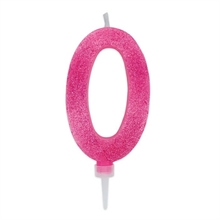 CANDELINA NUMERO 0 MAX DI CERA SWEETY FUCSIA GLITTER 15CM