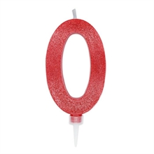 CANDELINA NUMERO 0 MAX DI CERA SWEETY ROSSO GLITTER 15CM