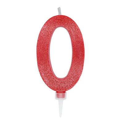 CANDELINA NUMERO 0 MAX DI CERA SWEETY ROSSO GLITTER 15CM