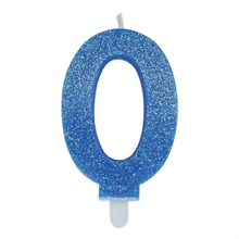 CANDELINA NUMERO 0 DI CERA SWEETY CELESTE GLITTER 9CM