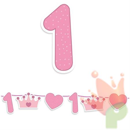 KIT FESTONE MAXI BUON PRIMO COMPLEANNO ROSA 600CM