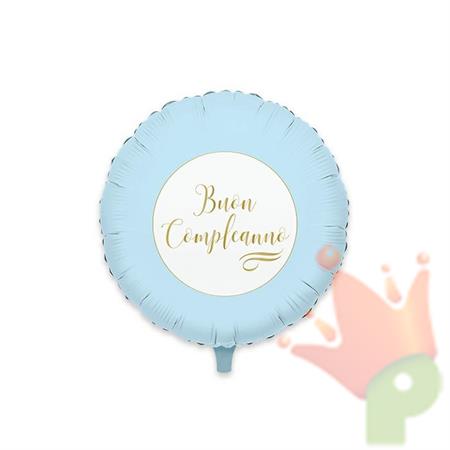 PALLONCINO MYLAR 18INCH BUON COMPLEANNO CHIC CELESTE