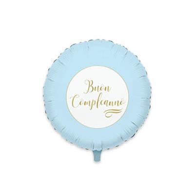 PALLONCINO MYLAR 18INCH BUON COMPLEANNO CHIC CELESTE