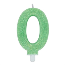 CANDELINA NUMERO 0 DI CERA SWEETY VERDE GLITTER 9CM