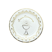 PIATTI 18CM PRIMA COMUNIONE GOLD METAL 8PZ
