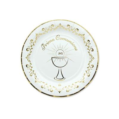 PIATTI 18CM PRIMA COMUNIONE GOLD METAL 8PZ