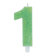 CANDELINA NUMERO 1 DI CERA SWEETY VERDE GLITTER 9CM