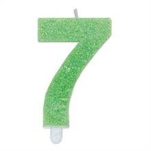 CANDELINA NUMERO 7 DI CERA SWEETY VERDE GLITTER 9CM