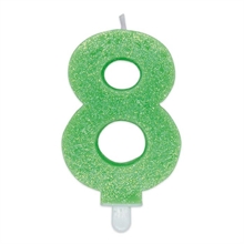CANDELINA NUMERO 8 DI CERA SWEETY VERDE GLITTER 9CM