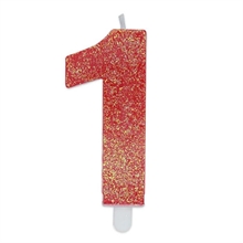 CANDELINA NUMERO 1 DI CERA SWEETY ROSSO GLITTER 9CM