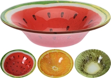 PIATTO FONDO IN VETRO 16 CM FRUTTA 3 ASS