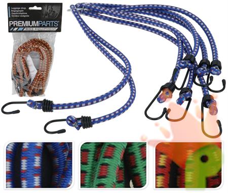 CORDE ELASTICHE CON GANCIO 80 CM 3 ASS 4 PZ