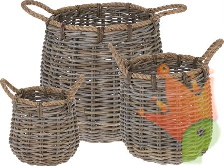 CESTA CON MANICI ROTONDA KUBU 46X40CM