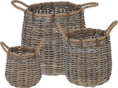 CESTA CON MANICI ROTONDA KUBU 46X40CM