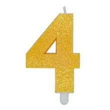 CANDELINA NUMERO 4 DI CERA SWEETY GIALLO GLITTER 9CM