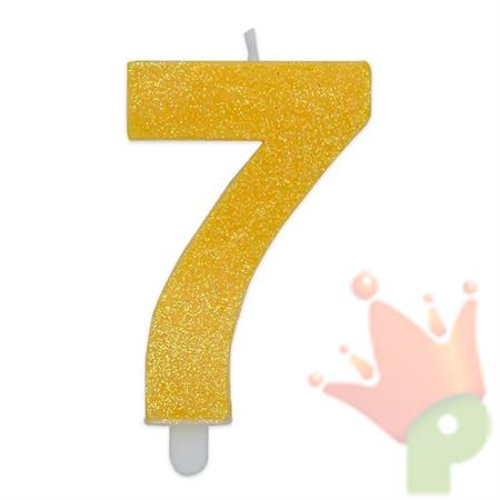 CANDELINA NUMERO 7 GIALLO GLITTER