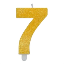 CANDELINA NUMERO 7 DI CERA SWEETY GIALLO GLITTER 9CM
