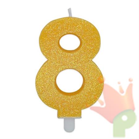 CANDELINA NUMERO 8 GIALLO GLITTER