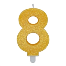 CANDELINA NUMERO 8 DI CERA SWEETY GIALLO GLITTER 9CM