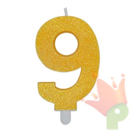 CANDELINA NUMERO 9 GIALLO GLITTER