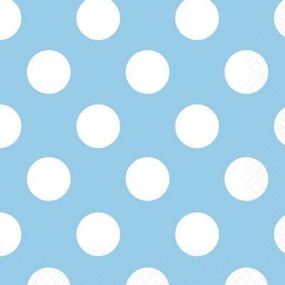 TOVAGLIOLI 25X25 AZZURRO POIS BIANCHI 16PZ