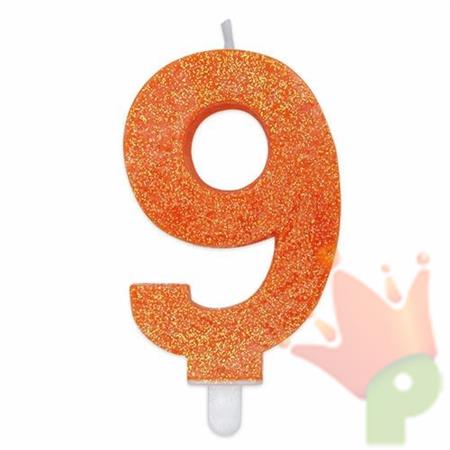 CANDELINA NUMERO 9 ARANCIO GLITTER