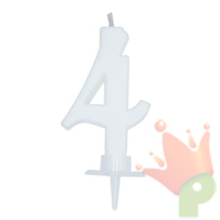 CANDELINA NUMERO 4 CERA ITALIC BIANCA 7CM