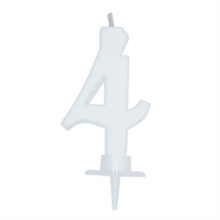 CANDELINA NUMERO 4 CERA ITALIC BIANCA 7CM