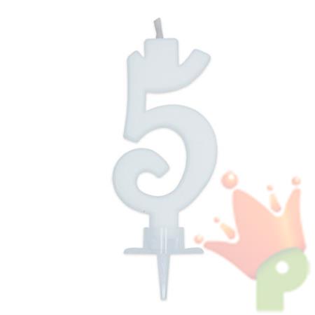 CANDELINA NUMERO 5 CERA ITALIC BIANCA 7CM