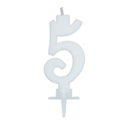 CANDELINA NUMERO 5 CERA ITALIC BIANCA 7CM