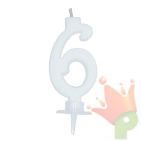 CANDELINA NUMERO 6 CERA ITALIC BIANCA 7CM