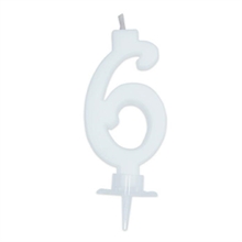 CANDELINA NUMERO 6 CERA ITALIC BIANCA 7CM