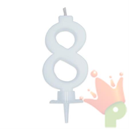 CANDELINA NUMERO 8 DI CERA ITALIC BIANCA 7CM