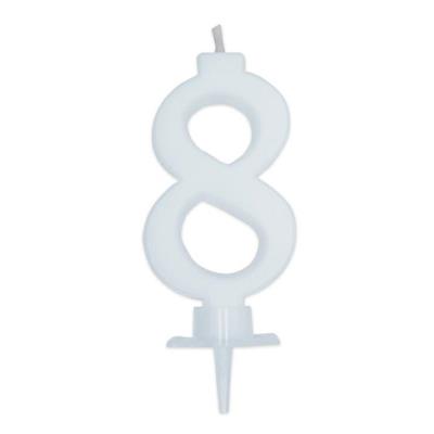CANDELINA NUMERO 8 DI CERA ITALIC BIANCA 7CM