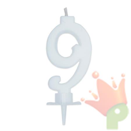 CANDELINA NUMERO 9 CERA ITALIC BIANCO 7CM