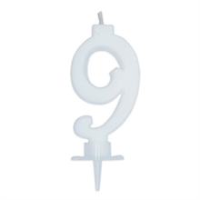 CANDELINA NUMERO 9 CERA ITALIC BIANCO 7CM