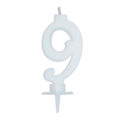 CANDELINA NUMERO 9 CERA ITALIC BIANCO 7CM