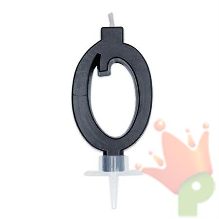 CANDELINA NUMERO 0 DI CERA ITALIC NERA 7CM