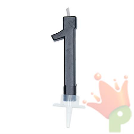 CANDELINA NUMERO 1 CERA ITALIC NERA 7CM