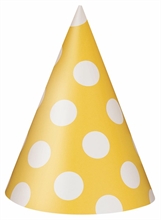 CAPPELLI IN CARTA GIALLO CON POIS BIANCHI 8PZ