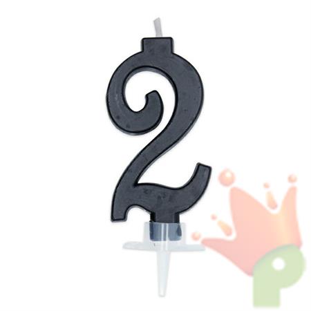 CANDELINA NUMERO 2 CERA ITALIC NERA 7CM