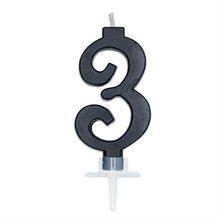 CANDELINA NUMERO 3 CERA ITALIC NERA 7CM