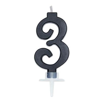 CANDELINA NUMERO 3 CERA ITALIC NERA 7CM