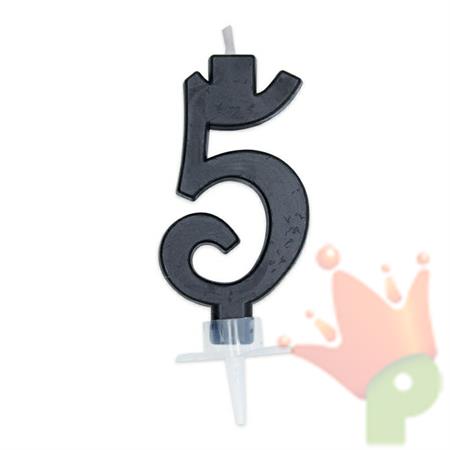 CANDELINA NUMERO 5 CERA ITALIC NERA 7CM