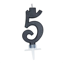 CANDELINA NUMERO 5 CERA ITALIC NERA 7CM