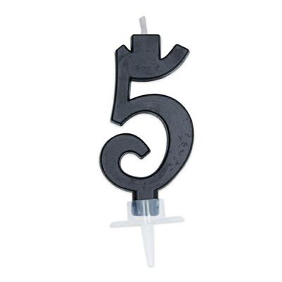 CANDELINA NUMERO 5 CERA ITALIC NERA 7CM