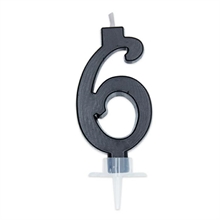 CANDELINA NUMERO 6 DI CERA ITALIC NERO 7CM