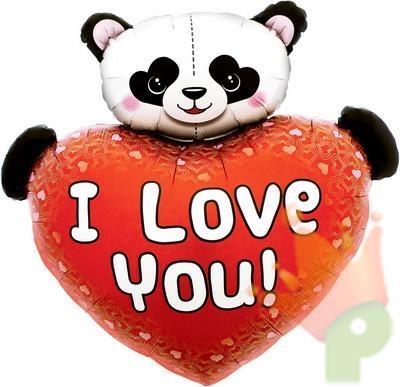 PALLONCINO MYLAR 36INCH I LOVE YOU CUORE PANDA